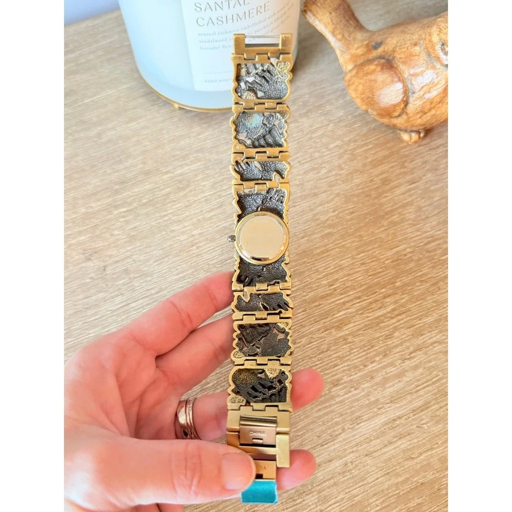 Heidi Daus Sea Life Rhinestone Bracelet Watch Women Bronze Green Blue 7.25